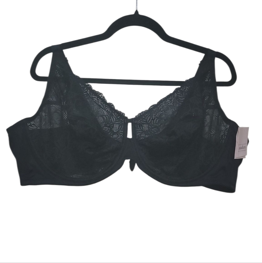 NWT 46DDD Unlined Black Floral Full Coverage Womens Underwire Bra - Picture 6 of 9
